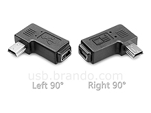 Mini-B 5-pin Male to Mini-B 5-pin Female Adapter (Horizontal 90°)