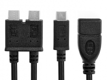 Dual USB 3.1 Type-C OTG Cable with Type-C External Power Supply