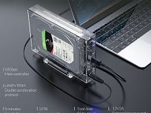 ORICO Transparent Type-C 3.5 SATA HDD Enclosure with Stand (Dual-Cable Version)