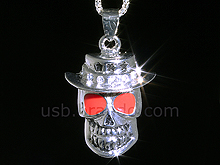 USB Jewel Skull Necklace Flash Drive