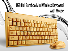 USB Full Bamboo Mini Wireless Keyboard with Mouse