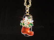 USB Jewel X'mas Stockings Necklace Flash Drive