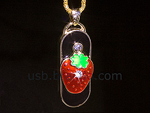 USB Jewel Strawberry Necklace Flash Drive