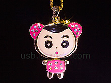 USB Jewel Cutie Gal Necklace Flash Drive