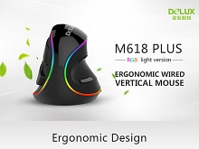 Delux M618 Plus USB Ergonomic Vertical Mouse (RGB Light Version)