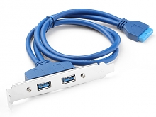 USB 3.0 20-Pin Header to USB 3.0 2-Port Hub Bracket