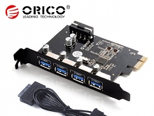 ORICO PME-4U USB 3.0 4-Port PCI Express Host Controller Adapter Card for Windows and Mac OS