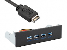 USB 3.0 4-Port Hub Front Panel with USB 3.1 Front Panel Header Type-E Male