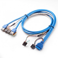 USB 3.0 20-Pin Header to USB 3.0 Type-A + Audio Port Cable IV