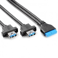 USB 3.0 20-Pin Header Male to USB 3.0 Dual Type-A Female Cable