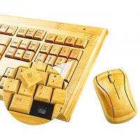 USB Full Bamboo Wireless Keyboard with Mouse