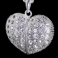 USB Jeweled Heart Necklace Flash Drive