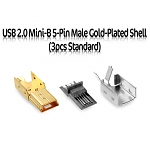 USB 2.0 Mini-B 5-Pin Male Gold-Plated Shell (3pcs Standard)