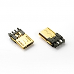 Micro USB 5-Pin Male Solder Connector (Gold-Plated)