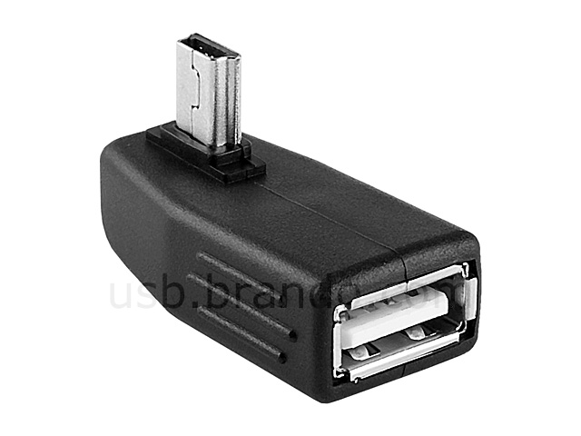 USB 2.0 A Female to Mini-B 5-pin Male Adapter (90°)