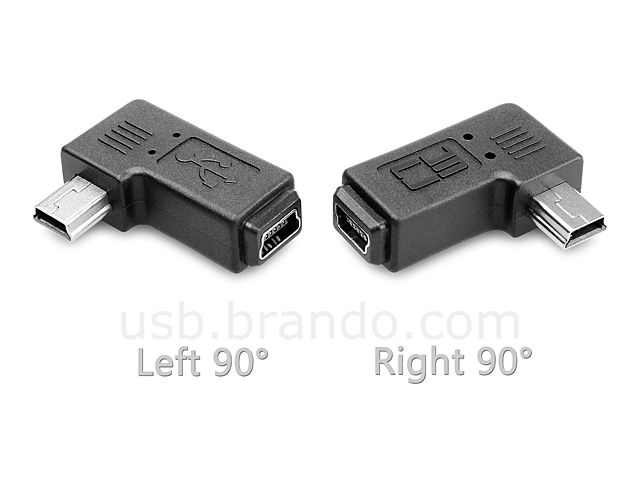 Mini-B 5-pin Male to Mini-B 5-pin Female Adapter (Horizontal 90°)