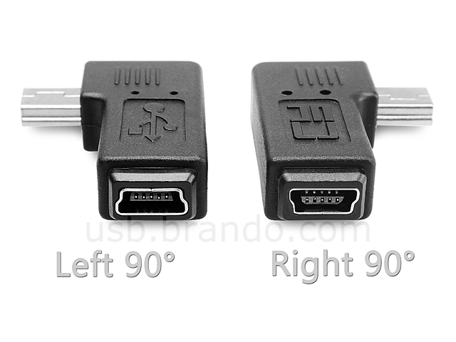 Mini-B 5-pin Male to Mini-B 5-pin Female Adapter (Horizontal 90°)