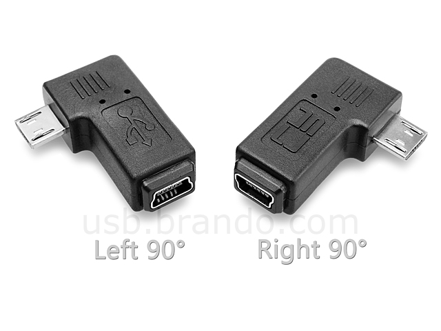 Micro-B Male to Mini-B 5-pin Female Adapter (Horizontal 90°)