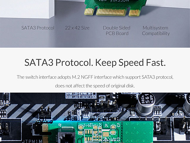 SATA 7-Pin to M.2 NGFF Adapter (Vertical Type)