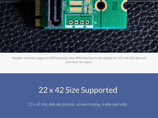 SATA 7-Pin to M.2 NGFF Adapter (Vertical Type)