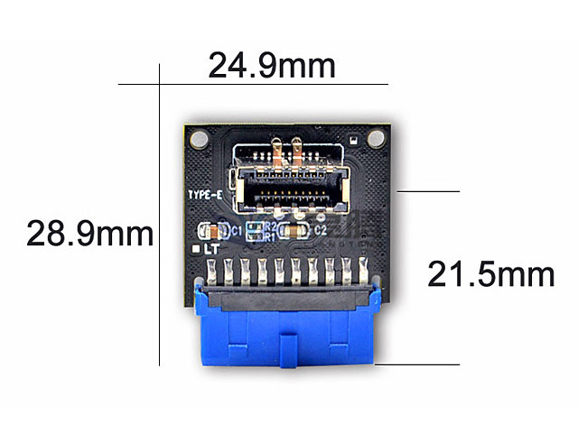 USB 3.0 20-Pin Header Male to USB 3.1 Front Panel Header Type-E Female Adapter