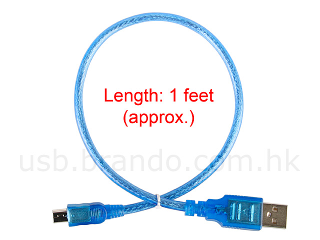 USB A Male to Mini-B 5 Pin Male Short Cable (1 feet)