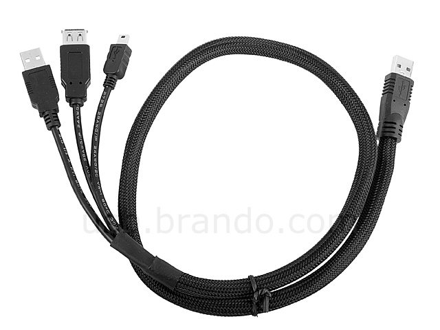 USB A Male to USB A Male + USB A Female + mini-B 5 pin Male Cable