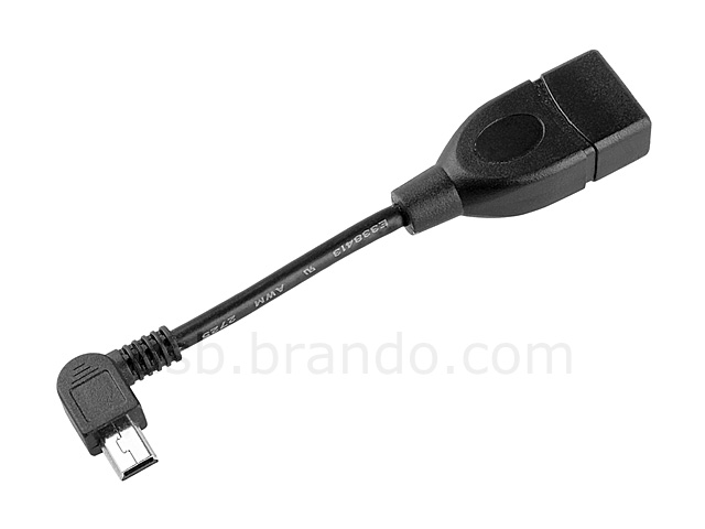 USB 2.0 A Female to Mini-B 5-pin Male Short Cable (90°)