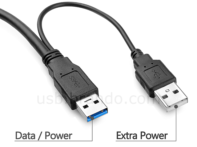 Dual Power USB 3.0 A Male to USB 3.0 A Male Cable