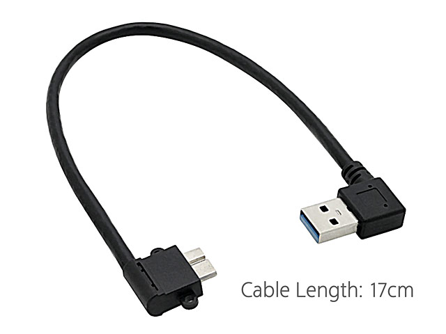 USB 3.0 A Male (Right 90°) to USB 3.0 micro B Male (Angled) Short Cable