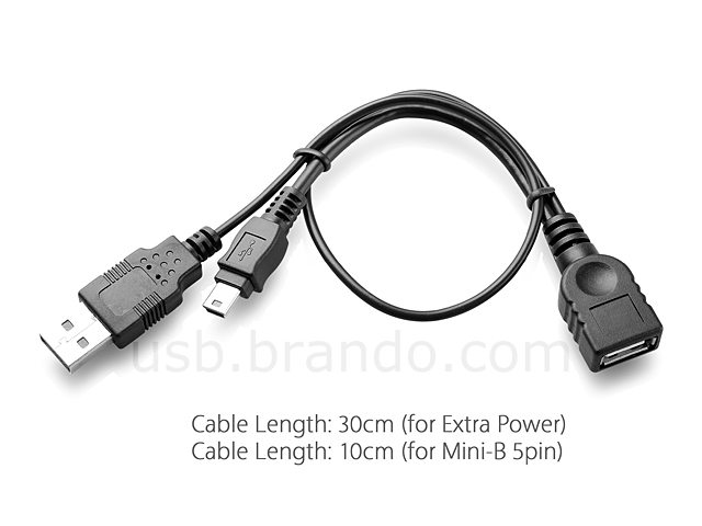 Mini USB OTG Cable with External Power Supply