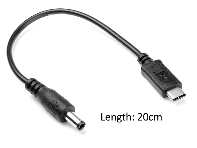 USB 3.1 Type-C Male to DC 5.5 2.5mm Power Plug Short Cable