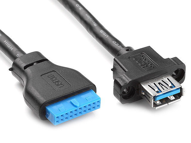 USB 3.0 20-Pin Header Male to USB 3.0 Type-A Female Cable II