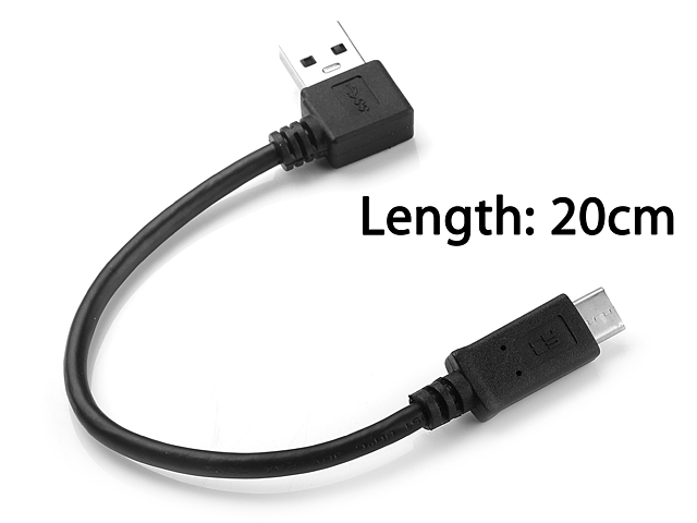 USB 3.0 A Male (Left 90°) to USB 3.1 Type-C Short Cable