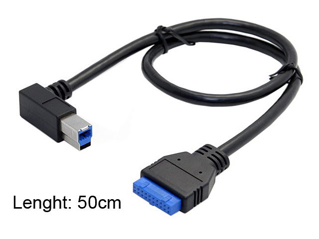 USB 3.0 20-Pin Header Male to USB 3.0 Type B (90°) Cable