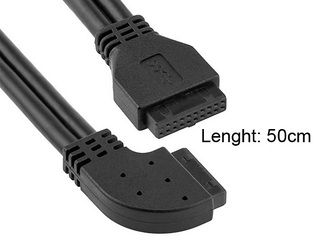 USB 3.0 20-Pin Header Male to USB 3.0 20-Pin Header Male (90°) Cable