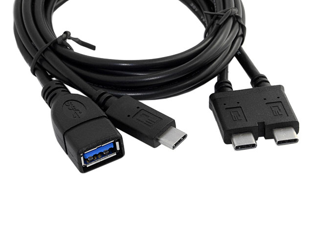 Dual USB 3.1 Type-C OTG Cable with Type-C External Power Supply