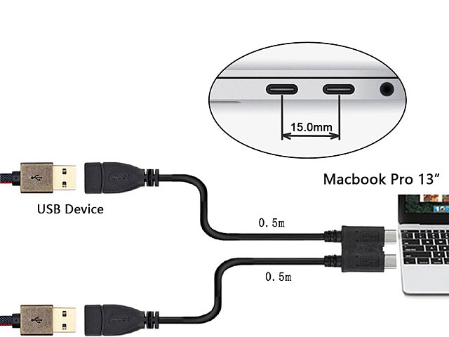 Dual USB 3.1 Type-C OTG Cable