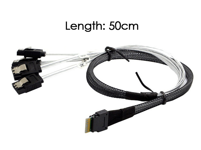 Slim SAS 4.0 SFF-8654 to 4 x SATA 7-Pin Target Raid Cable