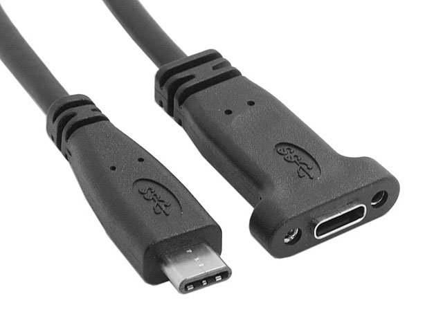 USB 3.1 Type-C Extension Cable with Panel Mount Screw Hole