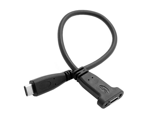 USB 3.1 Type-C Extension Cable with Panel Mount Screw Hole