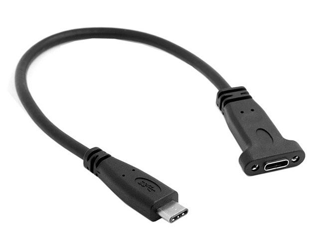 USB 3.1 Type-C Extension Cable with Panel Mount Screw Hole