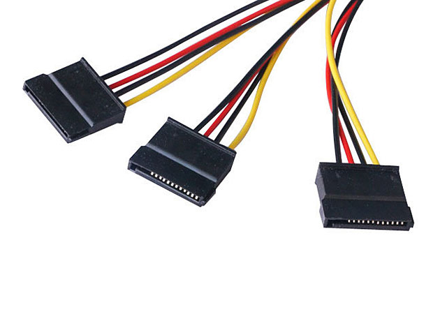IDE Male (4-pin) to 3 x SATA Female Power Cable