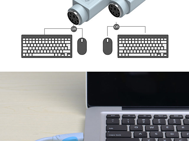 USB to PS/2 Cable (Support Window 10 / 8 / 7)