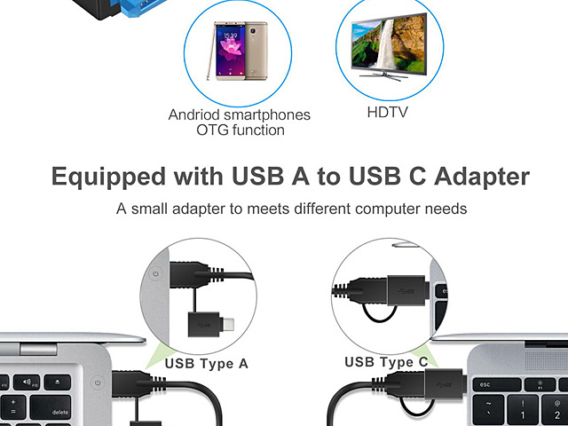 2-in-1 Type-C/USB3.0 Male to 2.5" SATA Cable