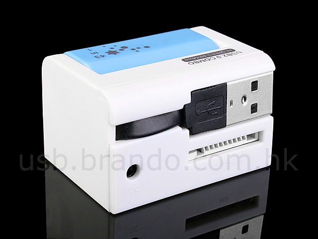 USB 90° Revolving 2-Port Hub  + Card Reader