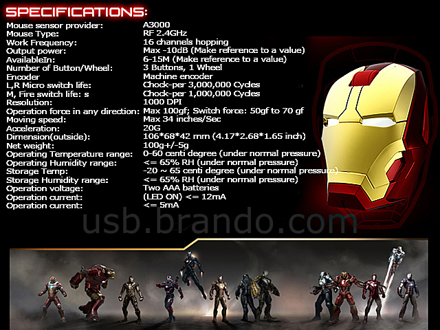 E-BLUE MARVEL IRON MAN 3 Edition Wireless Gaming Mouse