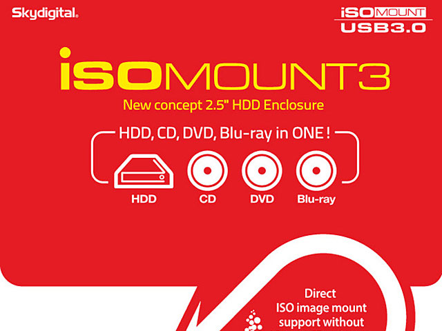 Skydigital iSO Mount3 Virtual Drive USB 3.0 2.5" SATA HDD Enclosure