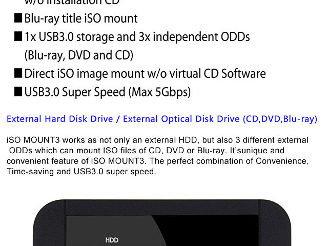 Skydigital iSO Mount3 Virtual Drive USB 3.0 2.5" SATA HDD Enclosure