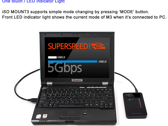 Skydigital iSO Mount3 Virtual Drive USB 3.0 2.5" SATA HDD Enclosure